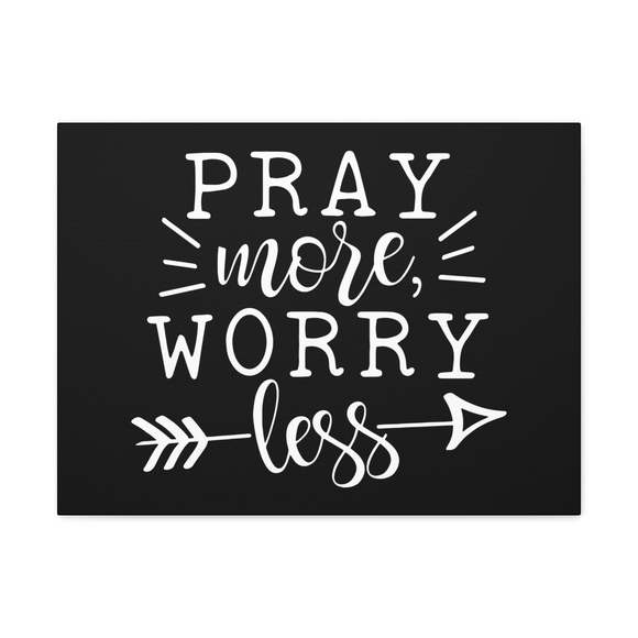 Scripture Sign Pray More Worry Less Philippians 4:6 Arrow Black Christian Wall - Picture 2 of 2